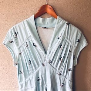 eShakti Bird Print Midi Dress